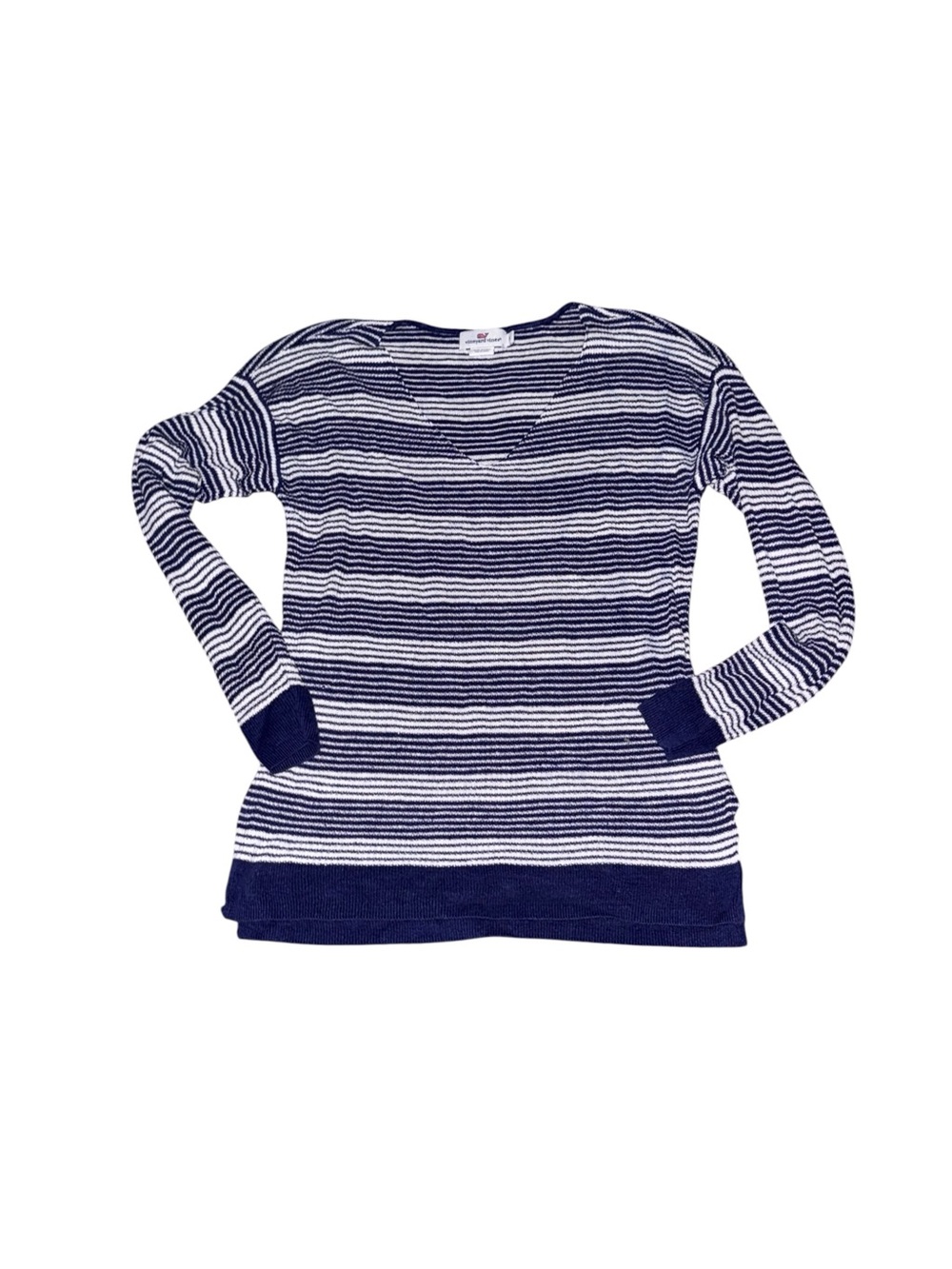 Vineyard Vines Striped Navy and White V-Neck Sweater - Women